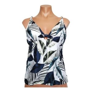 La Banca Moment Of Zen blue white tankini top size 16